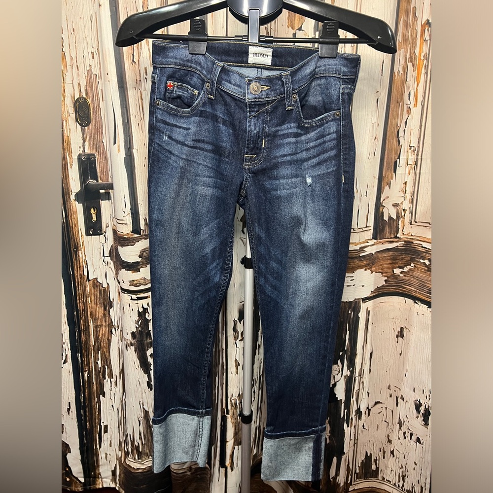 Hudson Women's Dark Blue Cuffed Cropped Jeans